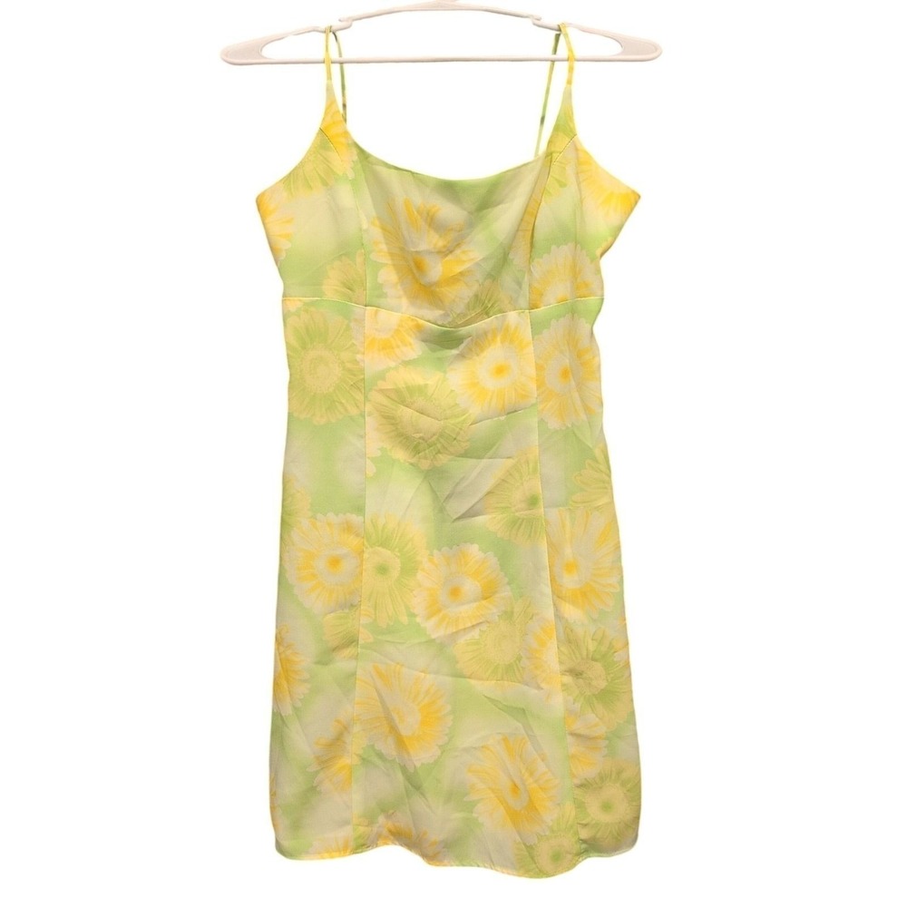 VINTAGE Y2K BABY DOLL DRESS FLORAL HIPPIE SIZE 9/10 MADE IN USA Yellow Hippie